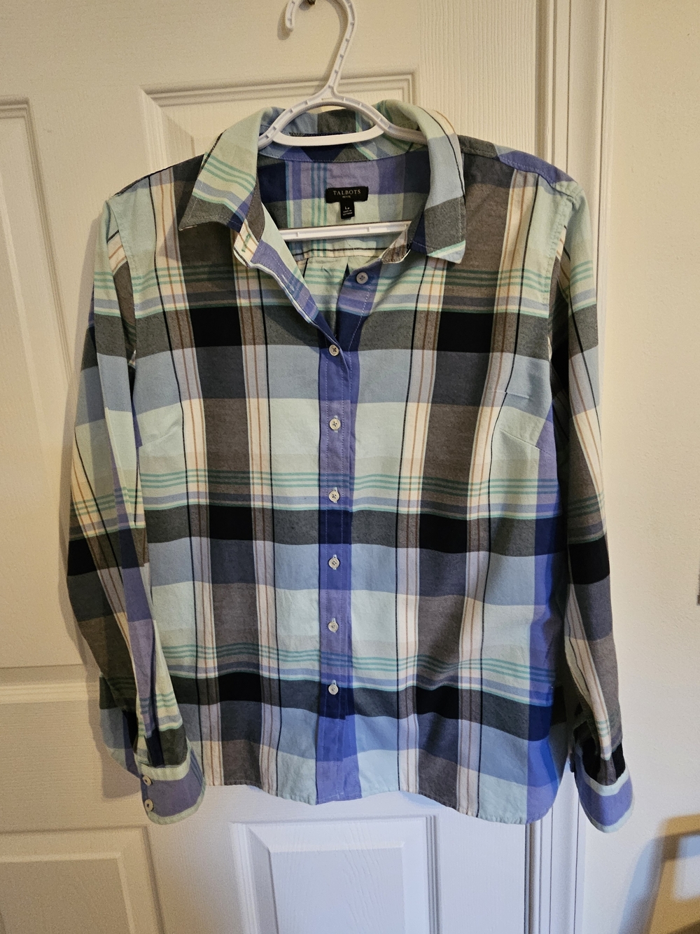 Talbots Women's Blue Plaid Button-Down Shirt